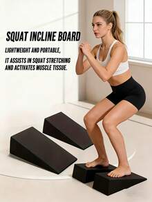 2件/1件瑜伽斜板，健身负重训练斜板，EVA提踵拉伸楔形垫，可调节斜板深蹲垫，小腿拉伸板，带斜板装置的防滑瑜伽砖，家用健身腿部力量训练器材，改善平衡和肌肉稳定性 - 黑色 - 查看 1