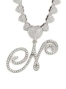 字母吊坠项链 迈阿密链条项链 女士嘻哈镶钻字母吊坠项链 珠宝礼物 - 愛心字母項鍊 - 查看 40