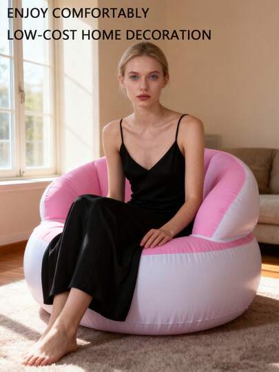 1件充气贝壳形沙发，充气露营椅，充气懒人沙发，充气椅，可折叠便携充气椅，适用于客厅、卧室、阅览室、阳台、户外露营，易于收纳携带，休闲娱乐，宿舍，带靠背