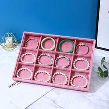 1pc Pink Velvet Stackable Jewelry Organizer Tray, Storage & Display Rack For Earrings, Rings, Necklaces And Bracelets - Pink - View 9