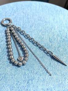 Elegant Metal Faux Pearl Beaded Keychain Heart Shape Tassel Decoration Pendant Jewelry Bead Bag Chain Gifts Phone Accessories Gifts For Women Personalised Gifts Funny Gifts Gifts For Men Men Gifts Gifts For Boyfriend Phone Charm ZI83 - 銀色 - 查看 7