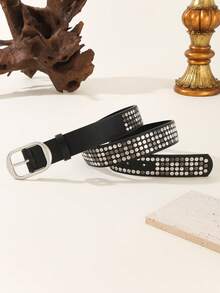 1 chiếc thắt lưng kim loại bằng da PU sáng bóng phong cách Punk dành cho cả nam và nữ, tuyệt vời khi kết hợp với quần jean, trang phục hàng ngày và tiệc tùng - Nhiều màu - Xem 9