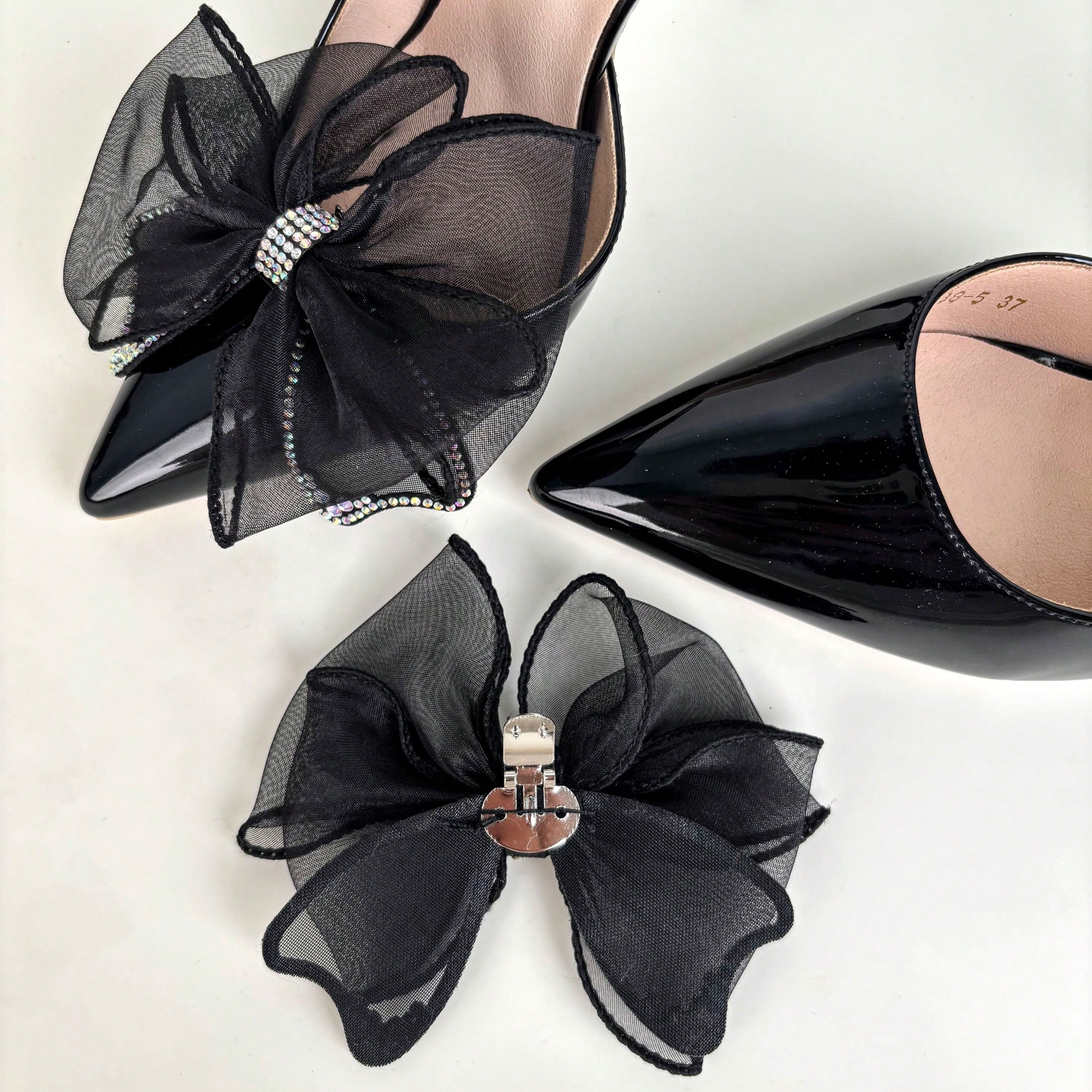 زوج من مشابك الأحذية الفاخرة المرصعة بالراين والشب...