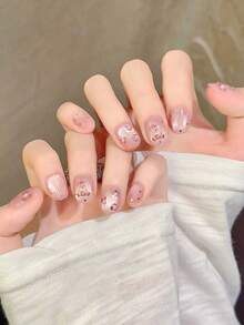 10pcs Handmade,Nail,Press On Nails,Valentine's Day,Gift,Spring And Summer Nails,Round Nails,Spring Nail,Nails Press On,Press On Nails Short,Fake Nails,Short Nails,Press On Nails Acrylic,Handmade Press On Nails,Detachable And Reusable ﻿ - Multicolor - View 4