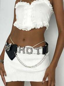 Hàng mới về: Dây đeo eo chữ pha lê xuyên biên giới bán chạy, dây đeo eo chữ bướm pha lê nối liền, phong cách punk retro đa năng. - Nhiều màu - Xem 6