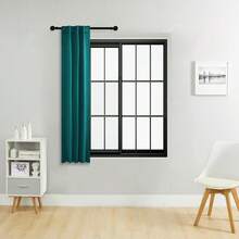 单片装或双片装可选尺寸/系带式窗帘/杆袋式窗帘/可使用夹子/遮光窗帘套装/纯色隔热遮光窗帘/适用于客厅、办公室、家庭、卧室，短款可用作厨房窗帘 - 薄荷藍 - 查看 39