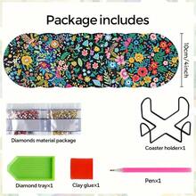 8pcs Flower DIY Diamond Painting Coaster Set, Round Bright Diamond Surface, Sturdy Adhesive With Full Tools, Easy For Beginners, Stress Relief Handcraft, New Year, Valentine's Day, Christmas, Teacher's Day Gift, Home Decor Coasters For Family, Friends, Girlfriend, Teacher - Multicolor - View 3