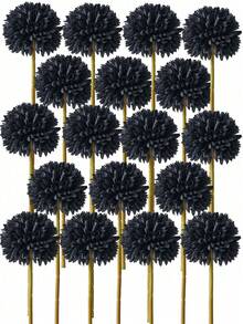 8/16pcs Artificial Chrysanthemum Ball Flowers Dandelion Hydrangea Arrangement Bouquet Present For Friends Bridal Wedding Bouquet Decor For Home Office Coffee House Party Wedding Decoration - Black - View 11