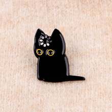 Cat Enamel Kids Brooch, Lapel Pin Badge, Backpack Decoration, Fashion Jewelry Accessory - Black - View 5