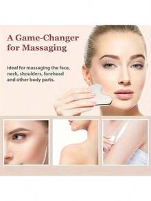 1个不锈钢刮痧板，适用于面部按摩/下颌线塑形/全身按摩和肌肉放松。刮痧可打开身体毛孔和汗腺，促进排毒和血液循环，舒缓经络，减少脂肪堆积，塑造体型，缓解酸痛和疲劳。可在家庭/SPA/美容院/校园/办公室/旅行中使用——面部和身体护理按摩工具。美容、按摩放松、护肤工具、美容师用品。 - A - 查看 5