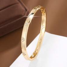 1pc Fashion Heart-Shaped Arrangement Design Cubic Zirconia Inlaid Women's Bracelet, Holiday Gift - Multicolor - View 7