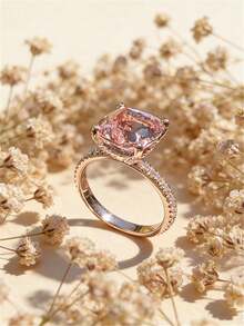 1枚女士时尚个性化戒指 - 镶嵌锆石精致珠宝 - 适合作为情人节、周年纪念日、生日等浪漫礼物送给女友、妻子 - 玫瑰金 - 查看 2