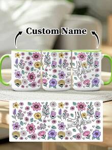 1pc 11oz/15oz Custom Mother's Day Name Mug, Personalized Coffee Cup With Printed Name. The Wrap-Around Pattern On The Mug Can Be Customized With Up To 8 Children Holding Their Mother's Hand. This Mother-Themed Mug With Floral Elements Is An Ideal Gift For Mom And A Unique, Thoughtful Present - 款式9 - 查看 109