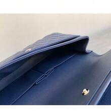 Dark Blue Quilted Leather Shoulder Bag – 26x16x7 Cm Handmade Chain Crossbody Bag With Turn-Lock Closure And Dust Bag - Dark Blue - 查看 9