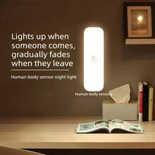 1pc USB Rechargeable Motion Sensor Light - Wireless, Easy Installation, Auto-Detect & Adjustable Brightness - Ideal For Garage, Bedroom, Kitchen, Attic, Stairs, Storage Room, Indoor Lighting | Wall Mounted Light | Plastic Structure, Indoor Motion Sensor Light - Multicolor - View 4