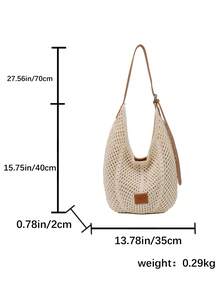 New Minimalist Woven Large Tote Bag For Women - Brown - View 3