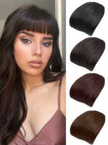 女士假发，带刘海，无鬓角，眉毛上方刘海，自然无缝，采用高温纤维制成，直刘海，合成假发。 - 彩色 - 查看 1