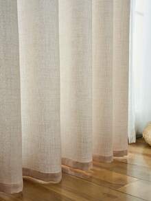 1件复古米色加厚薄纱窗帘，奢华薄纱窗帘，舒适半遮光窗帘 - 日式风格，杆袋式半遮光窗帘，适用于客厅和卧室，降噪防紫外线，家居装饰遮光窗帘（190克面料重量） - 彩色 - 查看 7