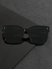 1 Pair Oversized Square Frame Glasses, Minimalist Versatile Design, Fits Over Prescription Glasses, Suitable For Outdoor Gatherings, Vacations, Driving, Also Can Be Used As Photo Props - 彩色 - 查看 4