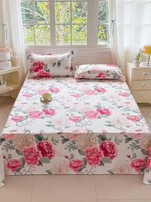 Set Sprei Motif Bunga 3 Buah (Termasuk Sarung Bantal, Tidak Termasuk Isi Bantal) Sprei & Selimut Bermotif 100% Kain Poliester, Dapat Dicuci dengan Mesin, Lembut & Tahan Lama, Cocok untuk Kamar Tidur atau Kamar Tamu, Perlengkapan Tempat Tidur Rumah Minimalis Modern - Bunga bermekaran sebagai lambang kekayaan dan kemakmuran. - View 2