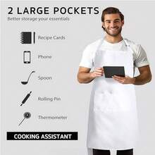1 chiếc tạp dề điều chỉnh được, có 2 túi, dùng cho nhà bếp/đầu bếp/nấu ăn/vẽ tranh. - Nhiều màu - Xem 6