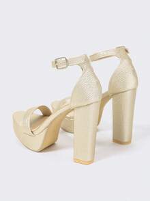 女士高跟鞋，欧美厚底镶钻凉鞋，适合T台走秀、钢管舞、舞台表演 - 金色 - 查看 9