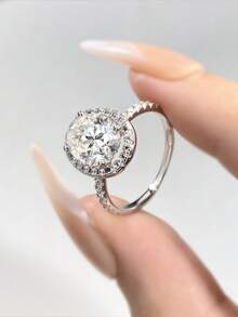 1 chiếc nhẫn Moissanite kim cương hình bán nguyệt 3.0CT 8x10 bằng bạc Sterling S925, thanh lịch và lộng lẫy, thích hợp làm quà tặng đính hôn, cưới, bạn thân, sinh nhật, kỷ niệm, trang sức cưới cho cô dâu. - Nhẫn moissanite hình bán nguyệt - 3ct - Xem 3