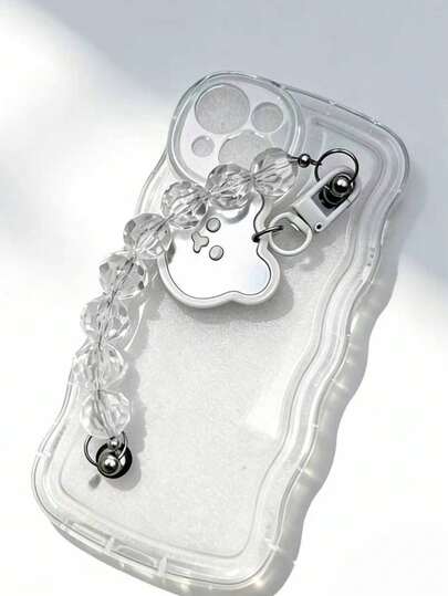 Cute Bear Chain Compatible With Apple 15 Apple 14promax Phone Case 12 New 17 Transparent