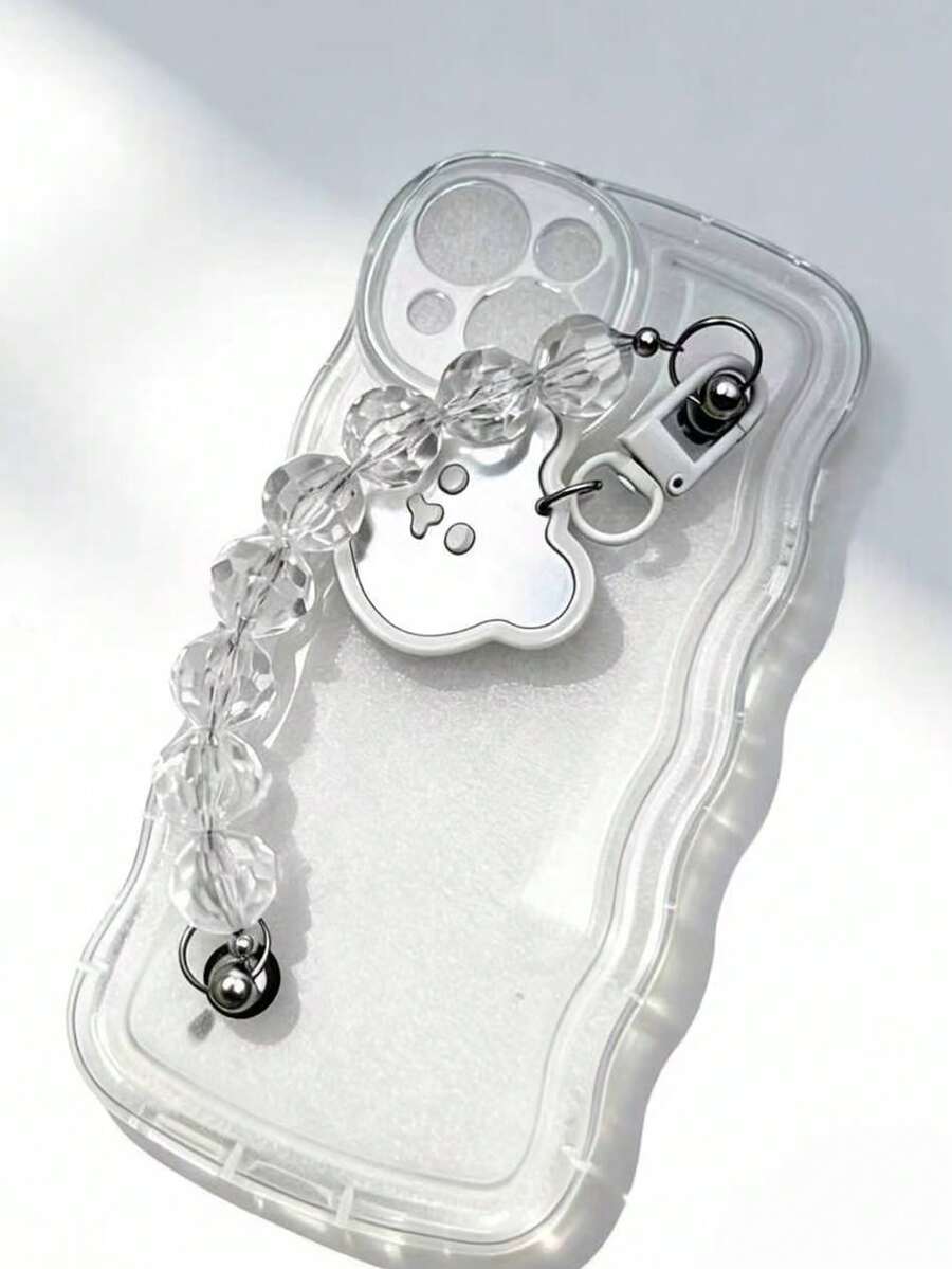 Cute Bear Chain Compatible With Apple 15 Apple 14promax Phone Case 12 New 17 Transparent - Clear - View 1