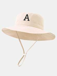 1顶幼儿A-Z字母刺绣渔夫帽，可调节防晒，适合儿童男孩女孩 - 1PC - 查看 17