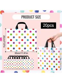 10/20pcs Colorful Polka Dot Gift Bags, Made Of Durable Plastic, Suitable For Fashion Gifts, Shopping And Party Favors. These Portable Gift Bags Are Perfect For Holidays, Celebrations And Daily Use, Great For Holiday Party Giveaways - Polka Dots - View 6