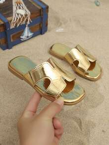 2026新款男女通用休闲拖鞋,简约优雅设计,适合夏季、海滩和旅行 - 金色 - 查看 2