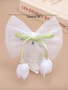 4pcs/Set Colorful Tulip Flower & Bow Hair Clips, Cute Sweet Student Hair Accessories, Gift For Girls, Spring/Summer - Multicolor - View 4