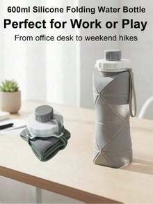 1pc 600ml Folding Sports Women Men Portable Silicone Cup Reusable Drinking Outdoor Fitness Gym Travel Camping Hiking Trekking Office School Supplies - Pink - View 9