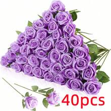 1支/5支/10支/12支/20支装，20英寸紫色仿真玫瑰花，高级逼真玫瑰，适用于家居装饰、房间装饰、餐桌装饰、婚礼装饰、新娘捧花、腕花、插花等。也适用于家庭、餐厅、卧室、花瓶插花等场合。 - 紫色 - 查看 12
