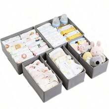 12件套抽屉收纳盒及整理盒 - 4个大号、4个中号、4个小号，可折叠无纺布抽屉分隔盒，适用于衣柜、橱柜、婴儿服装收纳 - 彩色 - 查看 22