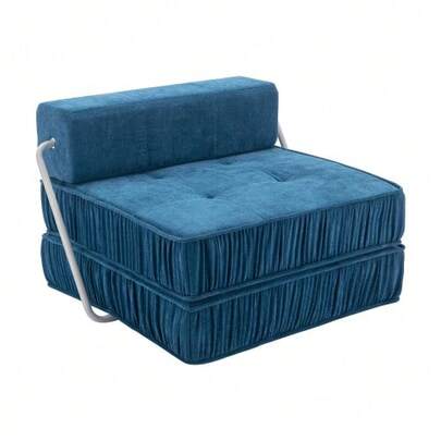 White Folding Sofa Bed, Futon Sofa Bed, Convertible Armchair, Floor Sofa And Mattress For Living Room, Guest Room, Home Office, Apartment, Small Space, Removable Back Cushion