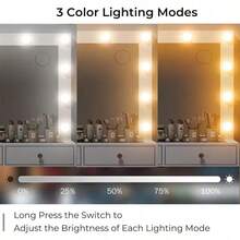 Escritorio de tocador CollaredEagle con espejo iluminado y toma de corriente, tocador de maquillaje con 12 luces LED USB, mesa de tocador con 11 cajones y silla, superficie de vidrio templado, tocador para dormitorio, vestidor. - Blanco - Ver 7