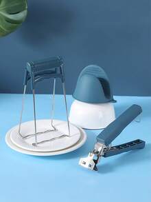 1/3件套厨房耐热硅胶隔热垫，不锈钢碗夹，多功能耐热隔热垫，防滑厨房硅胶夹，适用于碗、盘子、锅具 - 彩色 - 查看 4