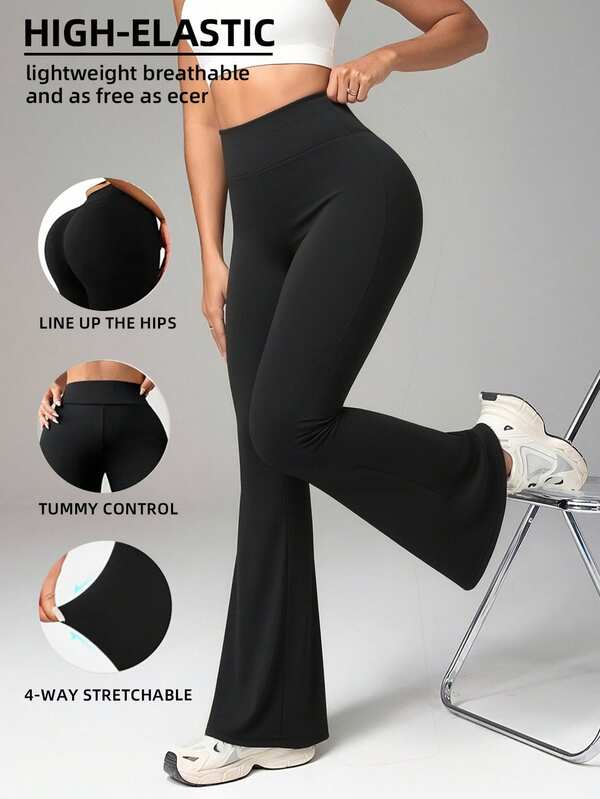 Pantalones de yoga de cintura alta con campana, pantalones acampanados elásticos para mujeres