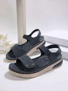 2025 New Summer Plus Size Casual Sandals For Women, Strap Peep Toe Comfortable Cross-Border Sandals - Navy Blue - View 7