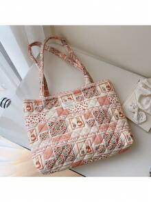 Túi đựng mỹ phẩm, túi vệ sinh cá nhân, túi xách cỡ lớn, túi cho mẹ và bé, phong cách retro nhỏ nhắn, họa tiết hoa, có lớp đệm. - Nhiều màu - Xem 6