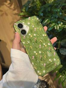 流苏绿色花卉图案苹果16手机壳，简约优雅创意防震全包保护壳，兼容 14和15 Pro - 綠色 - 查看 4