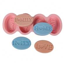 四腔椭圆形字母心形硅胶模具，适用于手工皂和蜡烛制作 - A - 查看 1