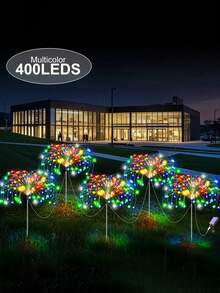 Bộ 4 đèn LED năng lượng mặt trời hình pháo hoa 240/320W, đèn trang trí năng lượng mặt trời thông minh cảm biến ánh sáng, chống nước IP44, 8 chế độ chiếu sáng pháo hoa, thích hợp cho đường phố thương mại, vỉa hè, sân vườn, tiệc tùng, đám cưới và các trang trí ngày lễ khác cũng như trang trí phông nền chụp ảnh/lối đi (Trắng/Nhiều màu/Ấm) - Nhiều màu - Xem 25