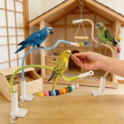 1 Set Adjustable Anti-Wear Anti-Slip Perch Wrap, Replaceable Wrap, Bendable Desktop Interactive Bird Toy Training Supplies, Specially Suitable For Parrots, Lovebirds And Cockatiel, Suitable For All Year Round
