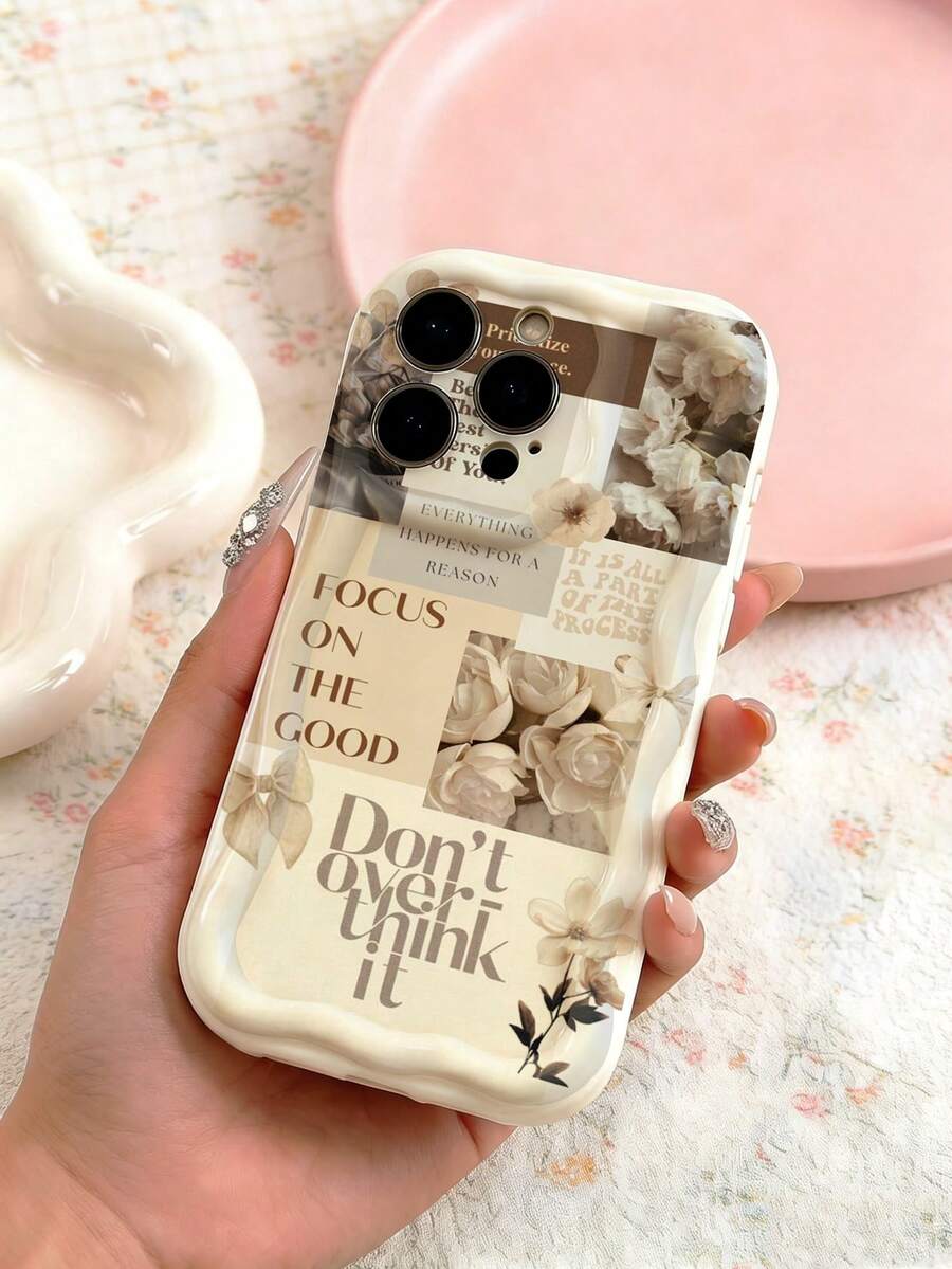 Cottagecore Collage Phone Case – Vintage Paper & Floral Stickers Design With Motivational Quotes – 3D Embossed Flowers & Soft Cream TPU – Perfect For Journal Lovers, Gifts & Daily Positivity,International Version, Not The Domestic Version - Multicolor - View 1