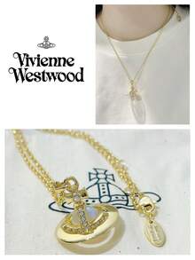 Vivienne Westwood Bộ sưu tập mặt dây chuyền Tiny Orb mới, dây chuyền Aurora Pilot cỡ trung, mạ vàng, bằng đồng thau, đính đá lấp lánh. - Vàng - Xem 5