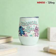 MINISO X Disney Lilo & Stitch & Angel Tropical Love Insulated Stainless Steel Eggshell Tumbler With Lid,Double-Walled Vacuum Cup For Coffee,Wine,Drinks - 彩色 - 查看 1