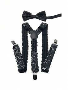 1 Set Men's Sequin Bow Tie, Suspender 3 PiecesAccessory Suit - Multicolor - View 6